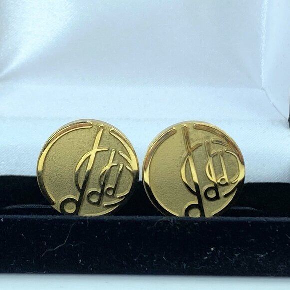 Dunhill Other - Alfred Dunhill Dunhill Golden tone men's cufflink black velvet gift box GS453